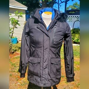 NWOT -Michael Kors Black Utility Jacket with Fur Trim